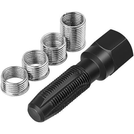 Kit de Reparation Filetage de Bougies d'allumage,5pcs Jeu de Réparation de Filetage M14 x 1,25 pour Réparer Le Filetage de 14 mm Bougie d'Allumage avec 4 Inserts