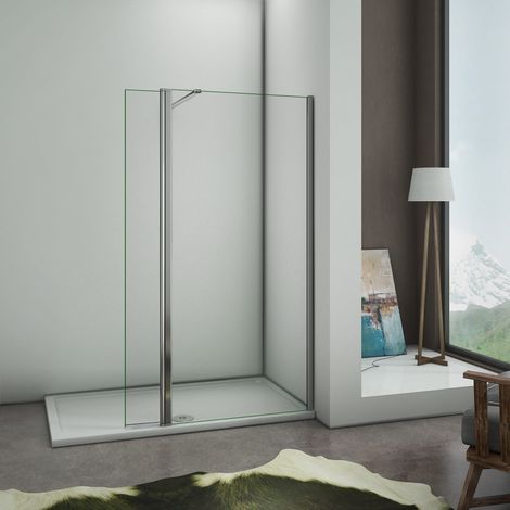 Pantalla Fija Walk in Cristal 8mm antical Barra 90cm con Panel giratorio 70+40x200cm (1/5)