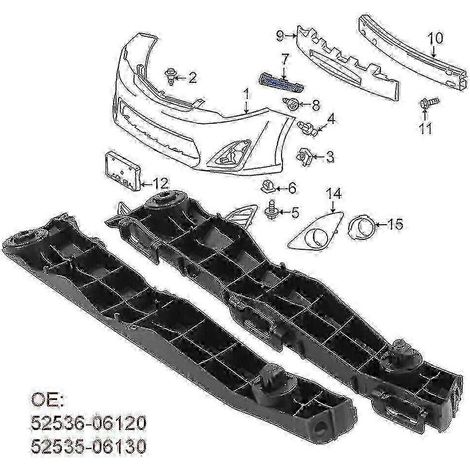 Support de fixation latéral de pare-chocs avant pour modèles 2012-2014 (1 paire, gauche + droite) (1/4)