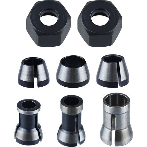 6 pièces pinces de serrage pour défonceuse, Compatible défonceuses Makita, accessoires 6 mm 6,35 mm 8 mm avec 2 écrous ,Pinces de précision pour gravure & travail du bois