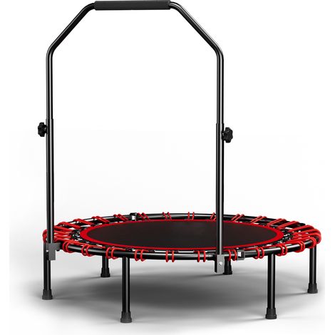 Trampoline Fitness Pliable 101 cm avec Poignée Réglable - Mini Trampoline Adulte Élastique Silencieux Noir (1/5)