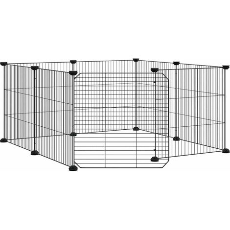 Maison Exclusive - Gabbia per animali domestici a 8 pannelli con porta nera 70x70x35 cm in acciaio (1/5)