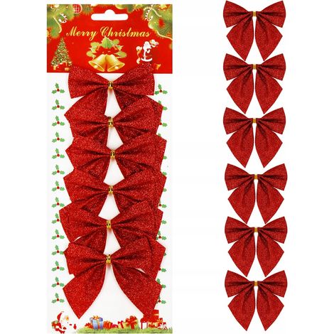 FIORITURA PER ALBERO DI NATALE DECORAZIONE LUCENTE ADDOBBO FIORITURA 8x8cm PENDENTE x6