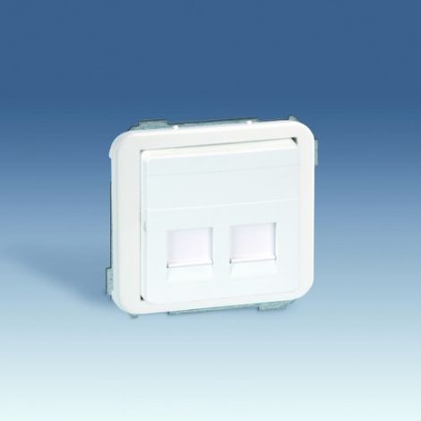 Computerabdeckung 2 weiße RJ45-Anschlüsse SIMON 75589-60