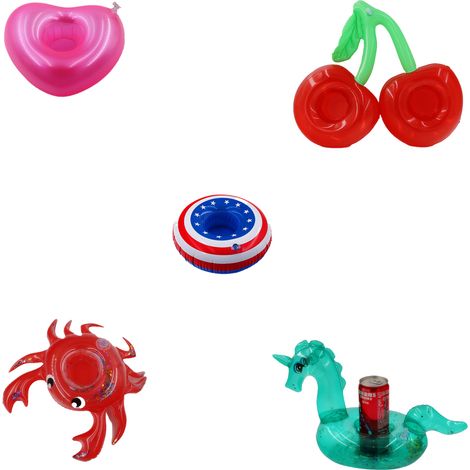 Support À Boisson Gonflable - Pour Piscine Et Eau - PVC Résistant - Idéal Pour Fêtes Et Loisirs Aquatiques - Lot De 5 (1/5)
