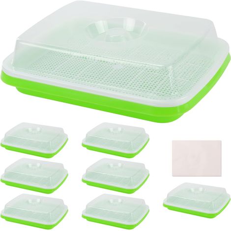Seed Germination Trays with Lid, 8 Pack 33cm x 26cm, Growing Trays for Microgreens with 40 Sheets of Germination Paper, Hydroponic Propagators for Growing (1/5)