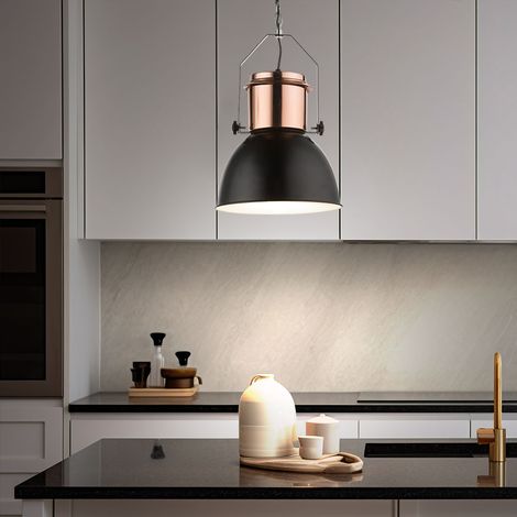 LED Hängeleuchte Retro Esszimmerleuchte hängend schwarz Hängelampe kupfer Industriell, Metall, 9W 810lm warmweiß, DxH 26,5x120 cm