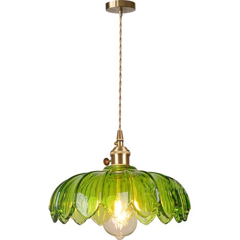 Plafonnier D'Intérieur Vintage Suspension Luminaire En Verre Lustre Rétro Moderne Vert