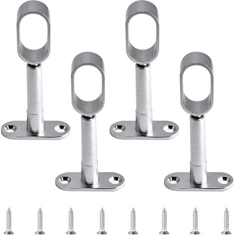 Lot de 4 supports de tringle de placard ovales réglables en alliage de zinc creux pour armoire, chambre à coucher, salle de bain (1/4)
