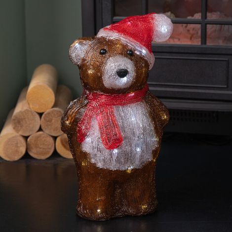 34cm Battery Operated Light up Christmas Ice Teddy with Cool White LEDs (1/2)