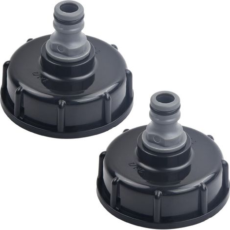 Set di 2 tappi per serbatoi IBC, adattatore IBC, S60 x 6 fino a filettatura interna da 4.1/2", adattatore per tappo serbatoio liquido, raccordo per serbatoio in plastica, accessorio (1/4)