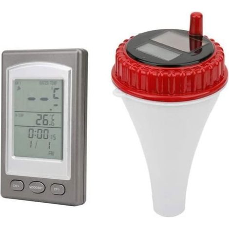 Thermomètre à piscine, thermomètre flottant sans fil Solaire piscine hygromètre à eau numérique à distance (1/4)