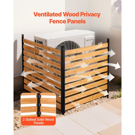Panneau de Clôture Bois 2 PCS Cache Climatiseur Extérieur 121,9x124,4 cm Clôture Décorative en Bois Massif pour Cacher Poubelle Emb… (1/5)