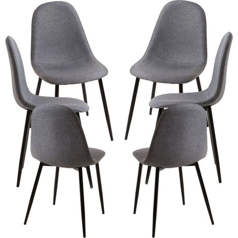 Packs Sillas Comedor - Pack 6 Sillas Black Teok Tela - Gris oscuro (1/5)