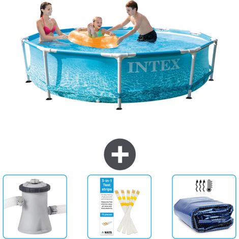Intex-Schwimmbecken mit rundem Rahmen – 305 x 76 cm – Wasserdruck – im Lieferumfang enthalten Accessoire CB74