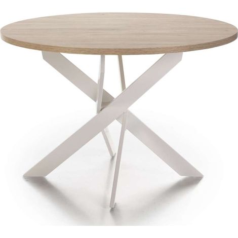 Mesa comedor redonda ALEJANDRO acabado sahara/blanco, 77cm(alto) 120cm(ancho) 120cm(largo) (1/4)