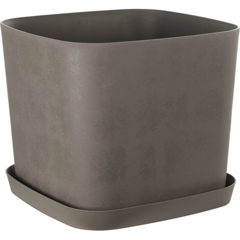 Vaso da fiori quadrato - GARDEN ID - Swing Quadrato - 36 L - 40 x 40 h 32 cm - Torba (1/2)