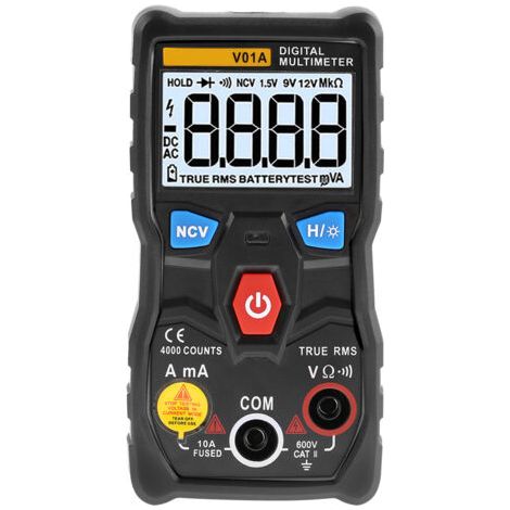 Multimètre numérique ANENG V01A à gamme automatique True RMS, testeur de courant AC/DC, tension et ohms (noir) (1/5)