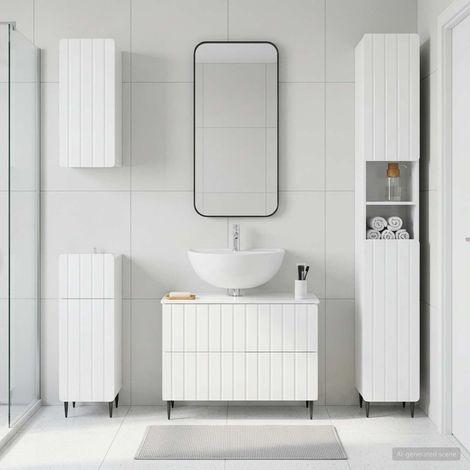 vidaXL Juego de armarios de baño de 4 piezas ZWOLLE Blanco Brillante (1/5)