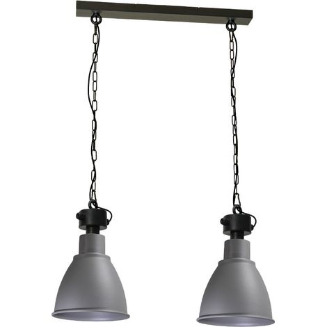 Lampe de salle à manger Industria 2x27 Bud 2 lumières noir avec gris béton - 2007-00-00-EH-K-70-2 (1/3)