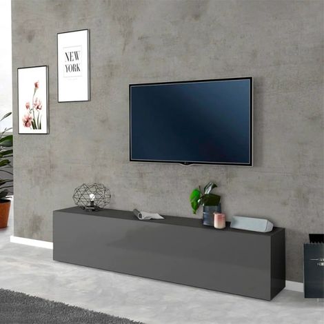 Mueble TV salón moderno 180cm 1 puerta 2 compartimentos gris Nota Baja (1/5)