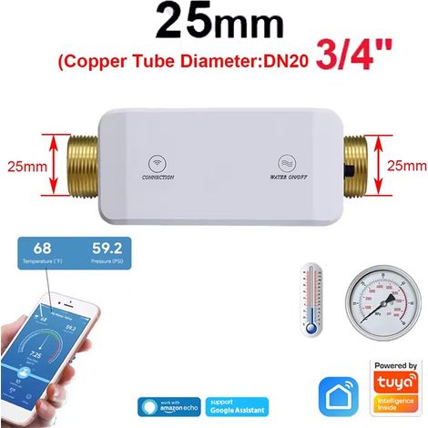 Tuya Valvola dell'acqua Smart Wi-Fi Multifunzionale con Misurazione Consumi  3/4" (1/5)