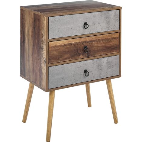 3 Drawer Chest BATLEY Grey Concrete Effect