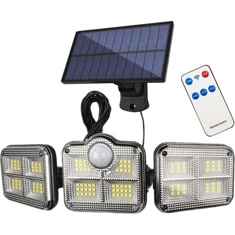 Outdoor solar lights with motion detector, 360° rotating, IP65 waterproof, 122 LEDs (1/5)