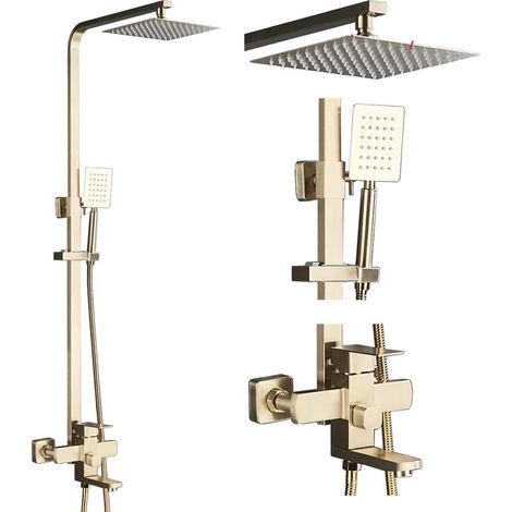 Robinet de douche, sortie en cascade, double commande, Or brossé (1/2)