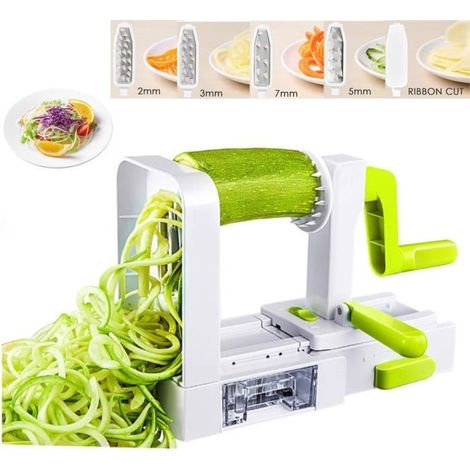 Spiralizer 5 Lames Coupe-légumes, Pliable Trancheuse Spirale, Courgettes Nouilles et Légumes Pâtes et Spaghetti Maker (1/4)
