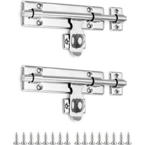 FENOPLASTICA2 Pcs Targette de Porte avec Trou pour Cadenas, Verrou Porte pour Portes de Cabanon, Portails et Portes d'Extérieur (16cm/6 Pounce) (1/4)
