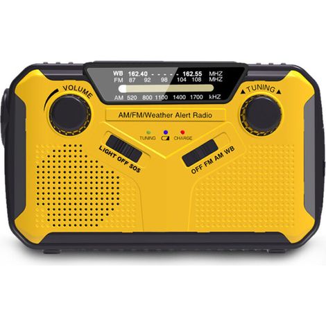 [JAMAIS UTILISÉ]Portable Radio Dynamo Survie, AM/FM Radio Manivelle Solaire, Portative Radio à Pile avec 2500mAh Power Bank/LED Lampe Poch/SOS Alarm/Haut-Parleur, pour la Randonnée et l'extérieur (1/4)