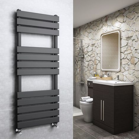 Sand Grey Flat Panel Heated Towel Rail Radiator 1200x450mm