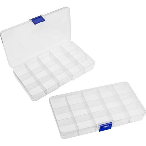 Scatola portaoggetti con scomparti, contenitore per attrezzi, dimensioni 18x10x2,3 cm