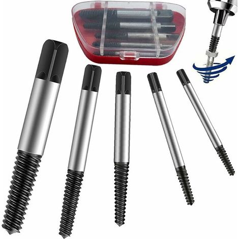 5pcs Endommagé Vis Extracteurs, 4mm à 18mm Embouts Extracteurs de Vis Cassées, Tournevis Stripped, Extracteurs Hélicoïdaux, Facilement Retirer L'écrou Cassé Vis ou Boulons (1/4)