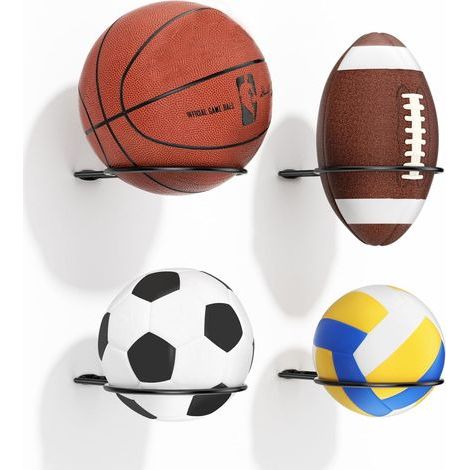 Basketball Holder Wall Mount: Ball Wall Storage Rack for Display, Ball Wall Mount for Basketball, Soccer Ball, Volleyball, Football, Rugby, Ball Holder as Sports Room Decor (1/5)
