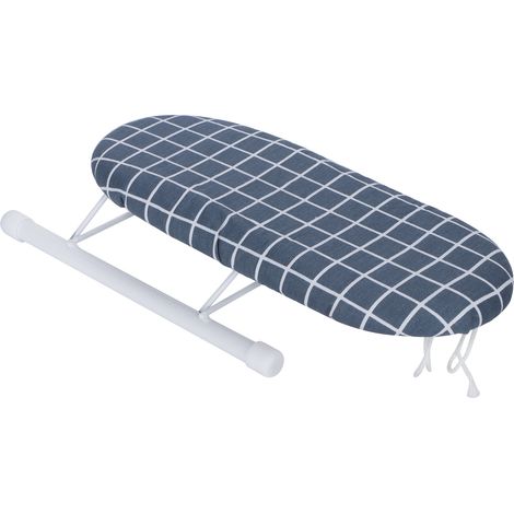 Mini table à repasser pliable pour manches, poignets et cols, idéale pour la maison et les voyages. Grille bleu foncé. (1/5)