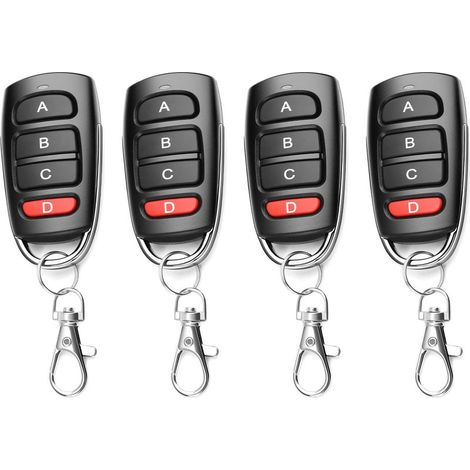 Set di 4 telecomandi universali per cancelli, 433 MHz, duplicatore per porta da garage, telecomando radio di ricambio per porte da garage con 4 pulsanti (1/5)