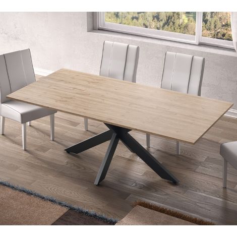 Table à manger moderne pied central coloris bois 180cm YANIS (1/5)