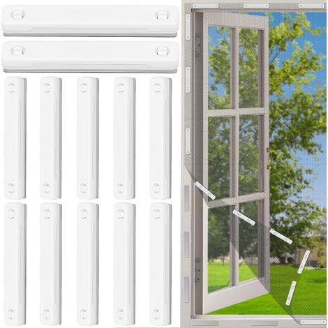 Lot de 12 aimants adhésifs pour moustiquaire, clips magnétiques sans perçage pour fenêtre, fixation auto-collante pour filet anti-insectes, puissants aimants noirs pour moustiquaire sur mesure. (1/5)