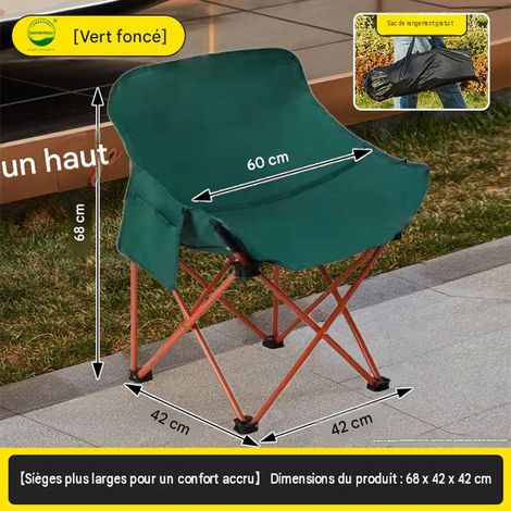 Chaise Lune Pliante Portable pour Camping – Fauteuil Extérieur Pliable pour Jardin, Pêche, Plage, Dossier Bas Toile Droite 1 Pièce, Vert Foncé (1/5)