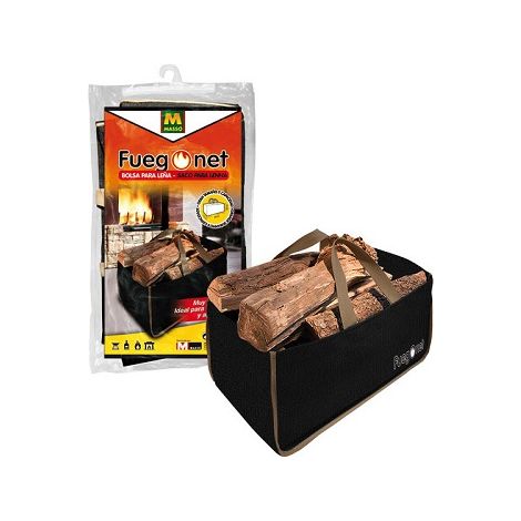 Sacca da legna molto resistente di fuegonet. Borsa di iuta per trasportare legna da ardere.