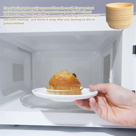 Lot de 100 mini moules à gâteau, en papier, pour la cuisson, 9,2 cm, plats, ronds, pour friteuse à air chaud, four et micro-ondes (jaune) (1/2)