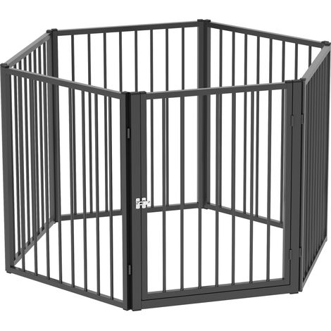 Parc pour chiots de 76 cm de haut, 8 pièces, avec porte, enclos extérieur pour chiens de petite et moyenne taille, lapins, cochons d'Inde, acier, noir