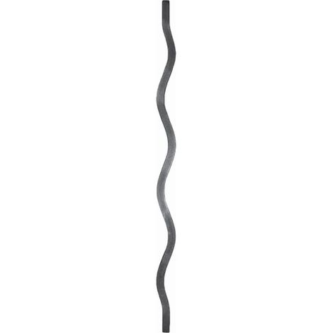Deco Fer Forge – Barreau ondulé 950mm – Section carrée 14mm – Fer forgé brut à souder pour garde-corps – Design avec torsade