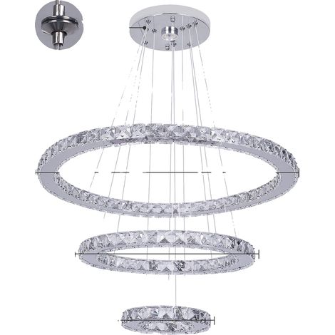 Chandelier, Éclairage LED, Luminosité Personnalisable, 3 Anneaux 60x40x20cm, Télécommande dimmable (1/2)