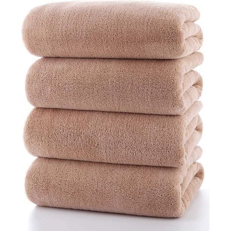 Lot de 4 serviettes de bain ultra douces, absorbantes, légères, à séchage rapide et résistantes, idéales pour la salle de sport, la plage et les voyages. Dimensions : 140 cm (L) x 69 cm (l). Couleur : (1/5)