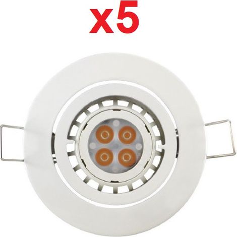 Lot de 5 spots encastrésLED 7W orientable blanc Ø 82mm lampe 2700K 330lm GU5.3 non-dimmable 35° driver 230V interieur IP20 THORN (1/2)