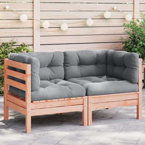 Garten-Ecksofa mit Kissen 2 Stk. Massivholz Douglasie (1/5)