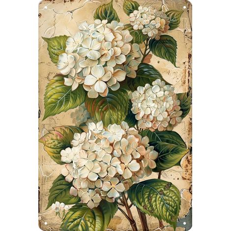 Plaque en métal rétro - Fleurs - Bouquet botanique - Vintage - Pour style maison de campagne française rustique - Salle de bain - Jardin - Ferme - Café - Décoration murale - Idée cadeau pour femme (1/5)